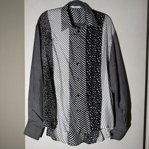 Givenchy Silk Black and White Paneled Button-Up Shirt